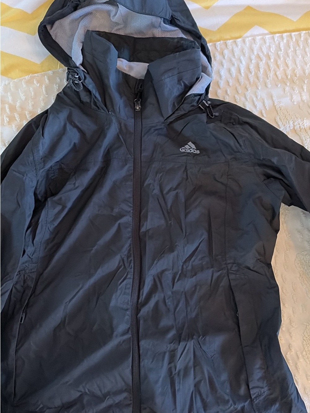 adidas Black Hooded Raincoat with Subtle Logo